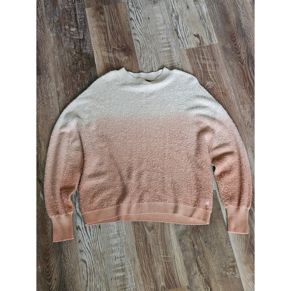 Southern Marsh Womens Ombre Dip Dye Popcorn Knit Crewneck Sweater Pink Cream M